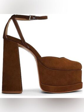 Schutz Luan Brown Suede platform Mary Jane platform heels